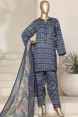 Sada Bahar Stitched 3 Piece Printed With Shalwar-Pr-82A-Blue