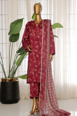 Sada Bahar Stitched 3 Piece Printed Lawn Vol-03 Suit-PR-9545-Maroon