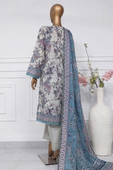 Sada Bahar Stitched 3 Piece Printed Lawn Vol-01 Suit-PR-9847-Grey