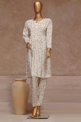 Florence By HZ Stitched 2 Piece Raw Silk Frock Suit-PRF-101