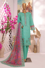 Printkari by Hz Unstitched 3 Piece Emb Slub Cambric Suit-PSC-217