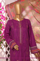 Printkari by Hz Unstitched 3 Piece Emb Slub Cambric Suit-PSC-220
