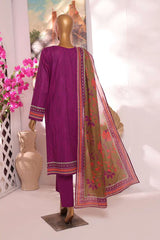Printkari by Hz Unstitched 3 Piece Emb Slub Cambric Suit-PSC-220