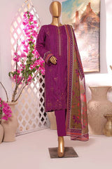 Printkari by Hz Unstitched 3 Piece Emb Slub Cambric Suit-PSC-220