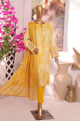 Printkari by Hz Unstitched 3 Piece Emb Slub Cambric Suit-PSC-222