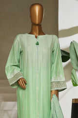 Ombre Damask By HZ Stitched 3 Piece Emb Jacquard Series Suit-PSJ-029-Mint