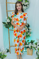 Suitsu Stitched Kids Collection-Peach Bloom Ruffle Jumpsuit