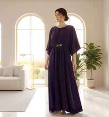Veloria By Dressline Velvet Kaftan Winter Collection'2025-veloria-stitched-twilight-plum