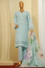 Traditional Vibes By HZ Stitched 3 Piece Solid Emb Chikankari Suit-PWC-103-Sky Blue