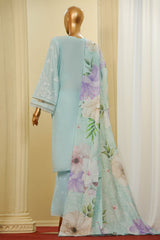 Traditional Vibes By HZ Stitched 3 Piece Solid Emb Chikankari Suit-PWC-103-Sky Blue