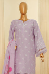 Traditional Vibes By HZ Stitched 3 Piece Solid Emb Chikankari Suit-PWC-104-Lavender