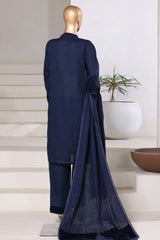 Sada Bahar Stitched 3 Piece Premium Cross Texture With Velvet Collection'2025-PWV-251-Navy Blue