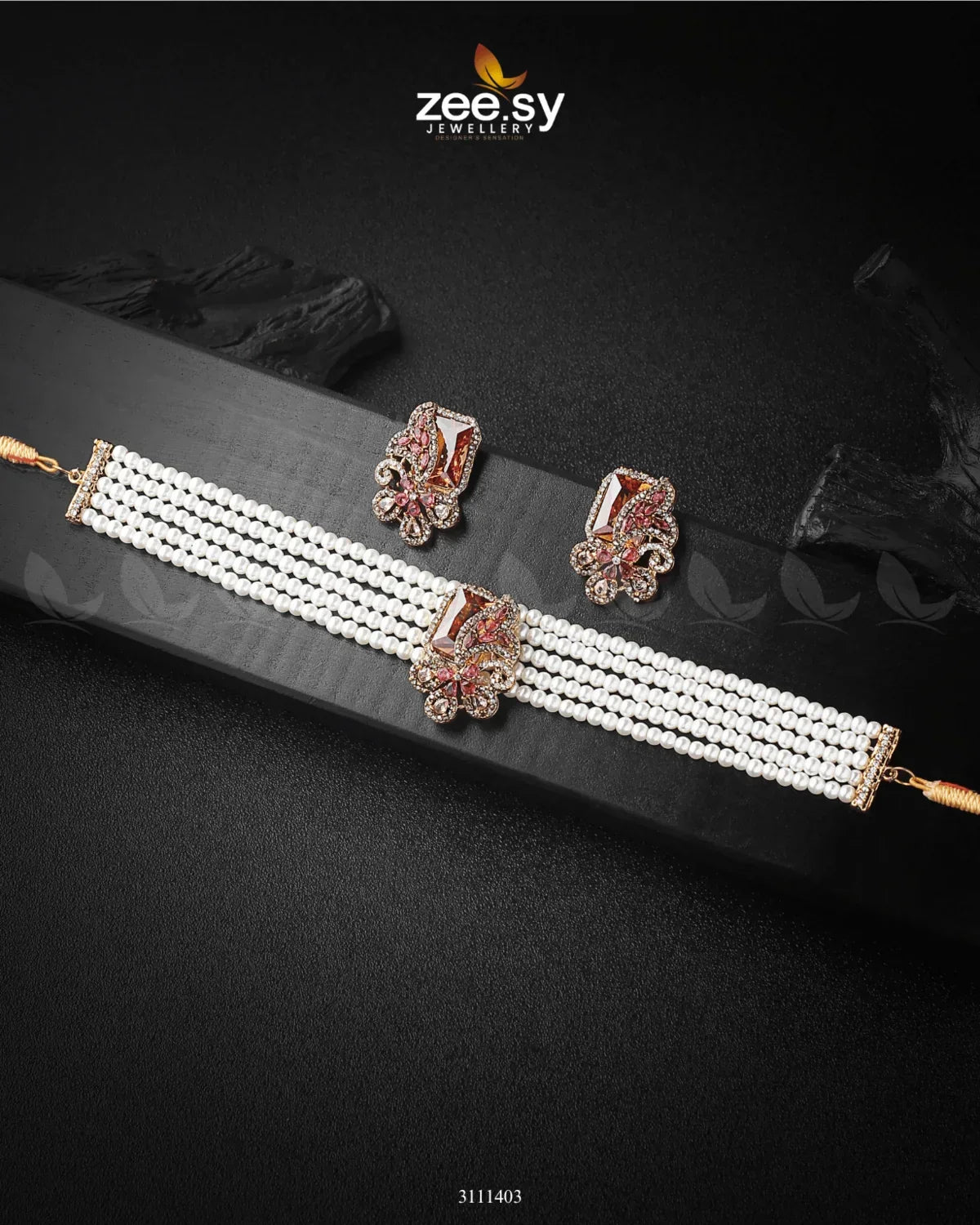 Pacific Pearl Necklace Golden Champagne & Pink - Zeesy Jewellery