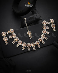 Pansy Necklace Set Golden Champagne - Zeesy Jewellery
