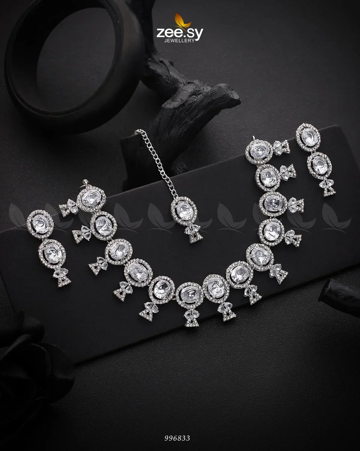 Pansy Necklace Set Silver White - Zeesy Jewellery