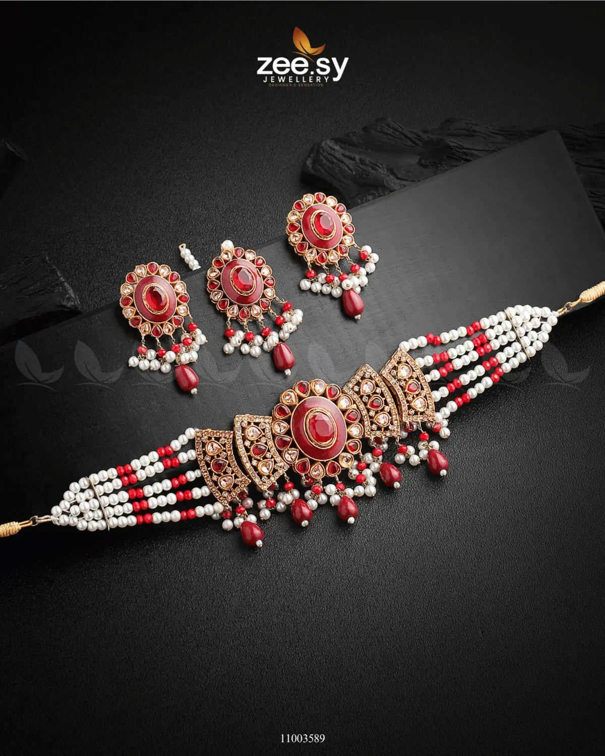NECKLACE-0732 Red - Zeesy Jewellery