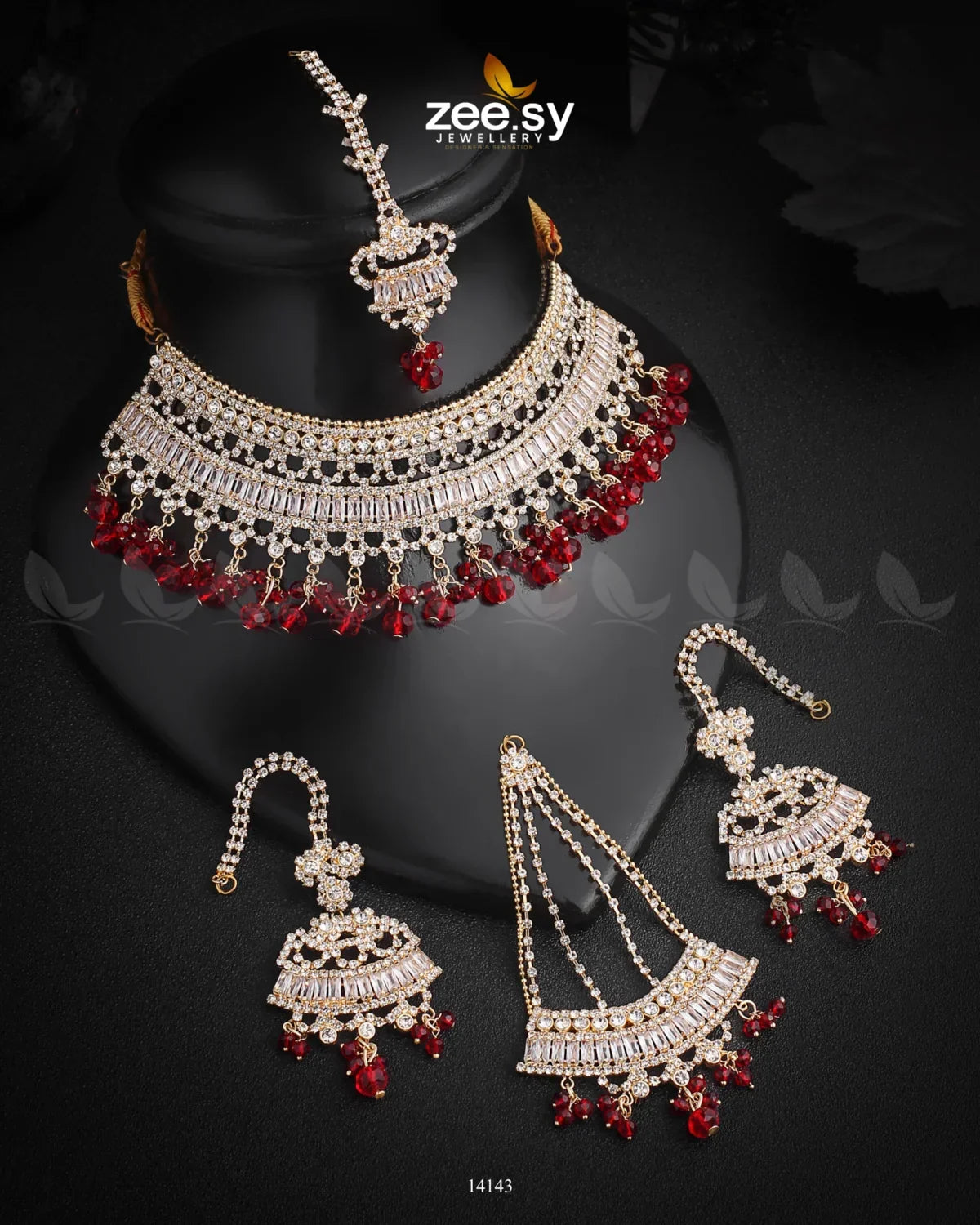 Starlit Bridal Set Golden Red - Zeesy Jewellery