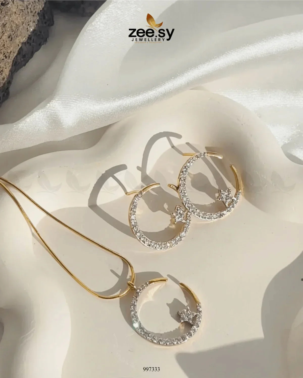 Chandi Moon Pendant Set - Zeesy Jewellery