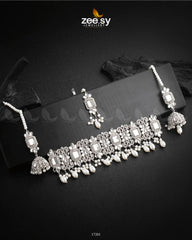 NECKLACE SET-0940 Silver White - Zeesy Jewellery