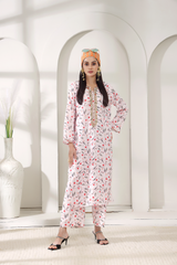 Luxe Noir by Madiha Gohar Stitched Summer Suit-Pastel Powder