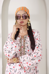 Luxe Noir by Madiha Gohar Stitched Summer Suit-Pastel Powder