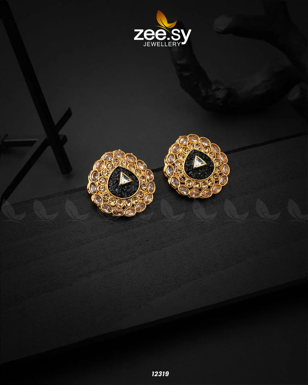 Pebble Earrings Black - Zeesy Jewellery
