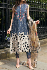 Hemline Odyssey By Mushq Unstitched 3 Piece Luxury Emb Lawn Suit-HMC-03-Petale Symphony