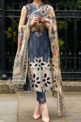 Hemline Odyssey By Mushq Unstitched 3 Piece Luxury Emb Lawn Suit-HMC-03-Petale Symphony