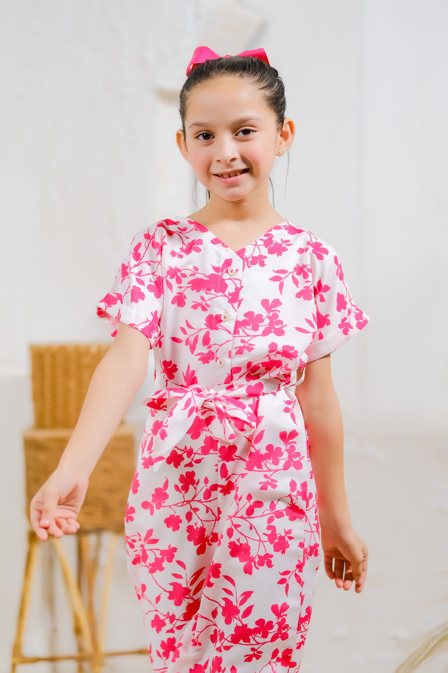 Sprinkles Stitched 1 Piece Summer Jumpsuit Kids Collection'2025-Pink Petals Jumpsuit