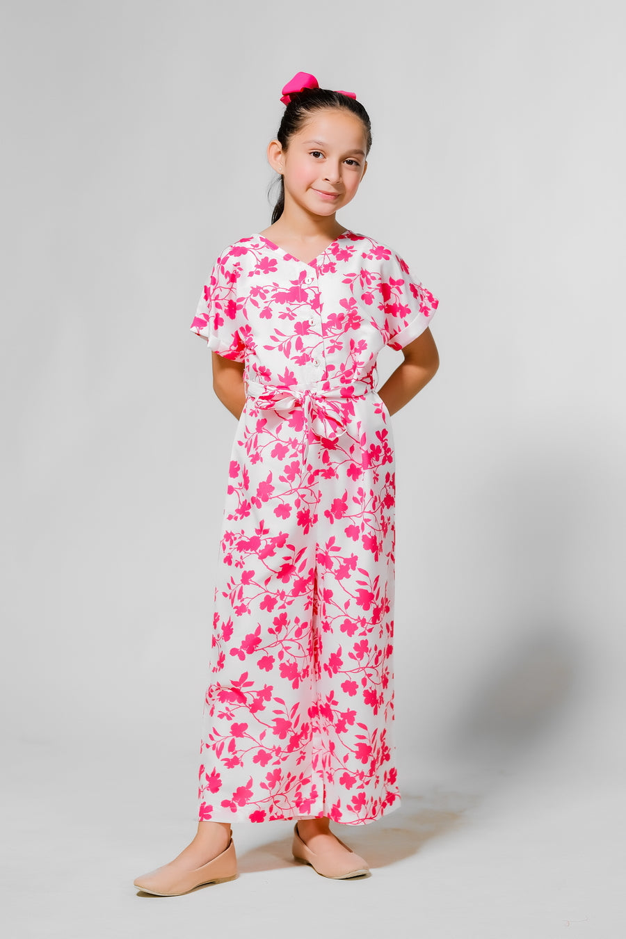 Sprinkles Stitched 1 Piece Summer Jumpsuit Kids Collection'2025-Pink Petals Jumpsuit