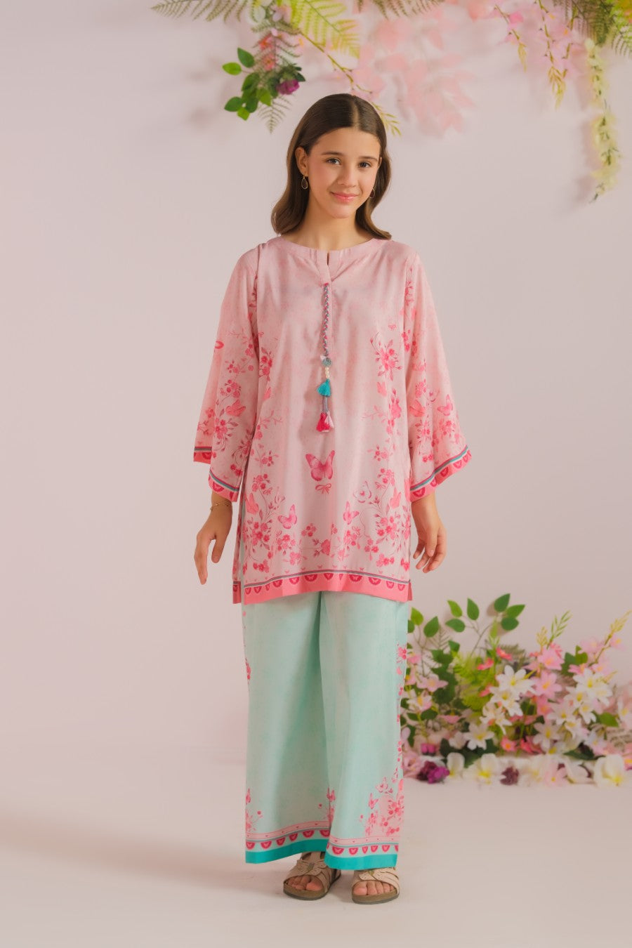Sprinkles Stitched 2 Piece Summer Co Ord Sets Kids Collection'2025-Pink Petals- 2pcs