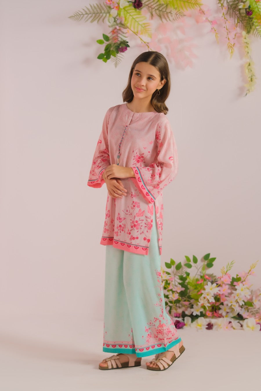 Sprinkles Stitched 2 Piece Summer Co Ord Sets Kids Collection'2025-Pink Petals- 2pcs