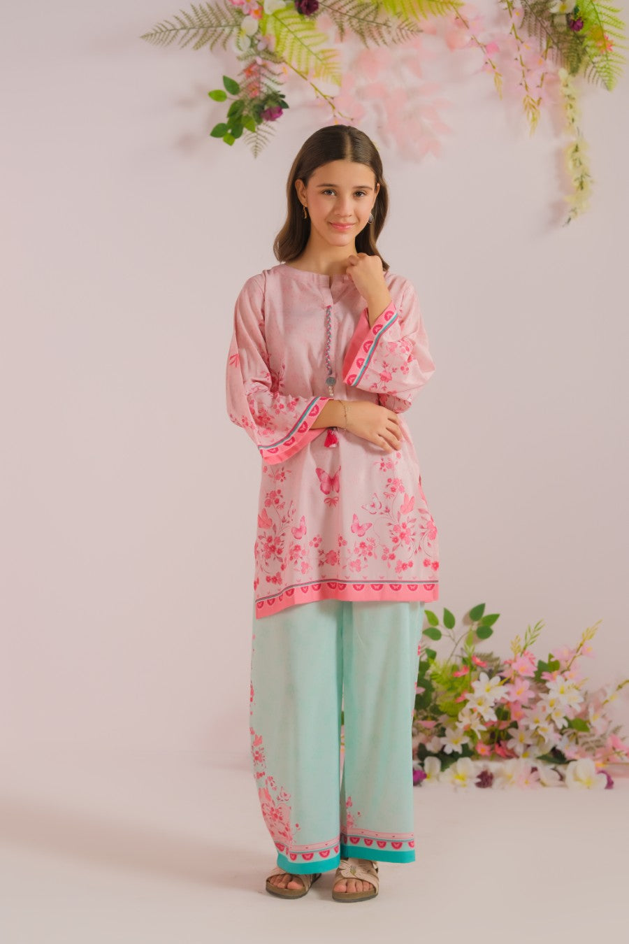Sprinkles Stitched 2 Piece Summer Co Ord Sets Kids Collection'2025-Pink Petals- 2pcs