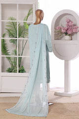 Khombi Stitched 3 Piece Summer Cotton Suit-Pink Rose-Sky