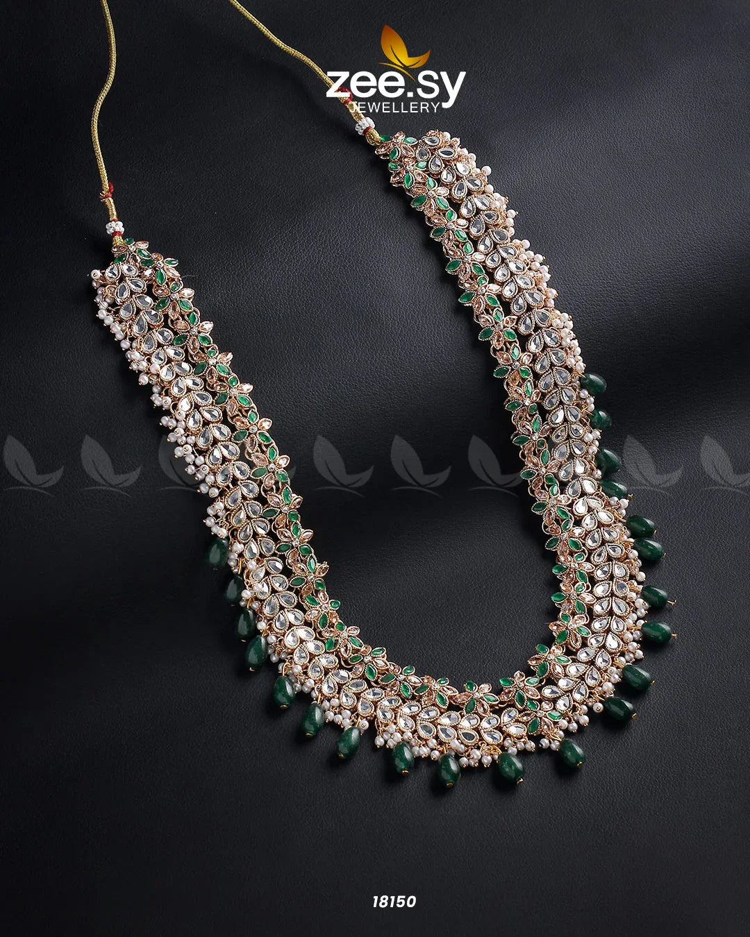 Portulaca Malla Necklace Golden Green - Zeesy Jewellery