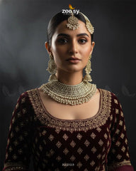 Precious Moitif Ornate Bridal Set Golden Champagne - Zeesy Jewellery