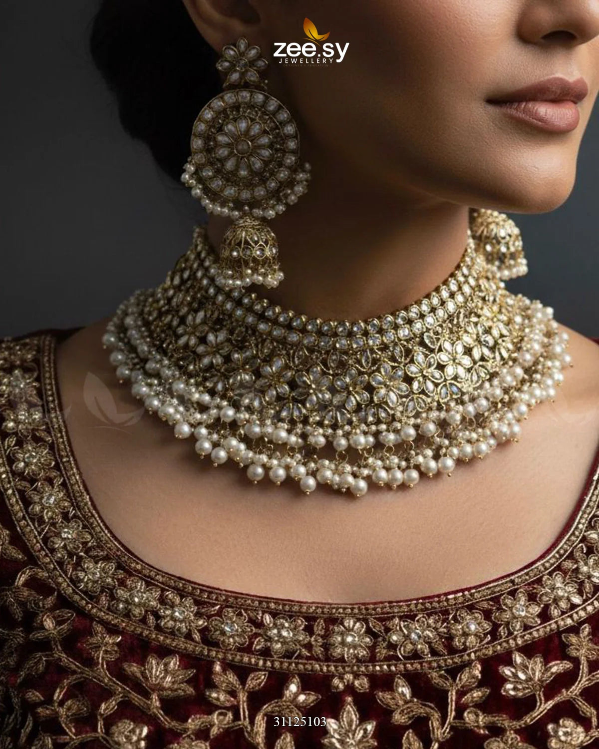 Precious Moitif Ornate Bridal Set - Zeesy Jewellery