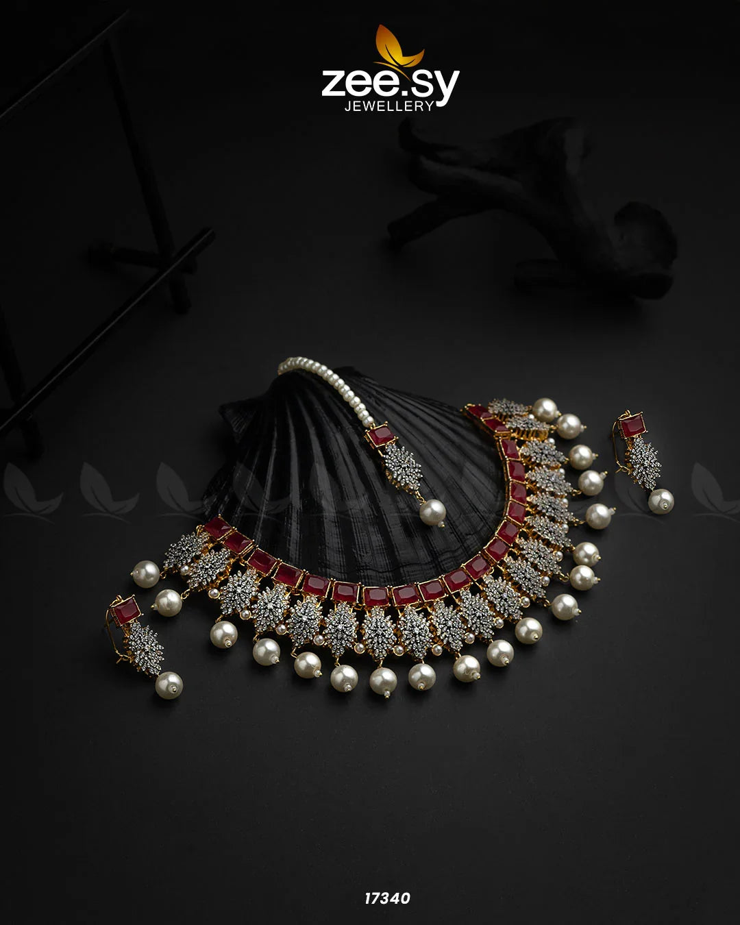 Preeti Necklace Red - Zeesy Jewellery