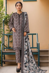 Bin Saeed Stitched 3 Piece Printed Khaddar Vol-03 Suit-WK-2381-Blue