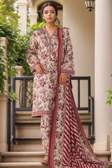 Bin Saeed Stitched 3 Piece Printed Khaddar Vol-03 Suit-WK-2380-Cream