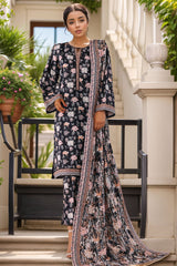 Bin Saeed Stitched 3 Piece Printed Khaddar Vol-03 Suit-WK-2379-Black