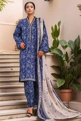 Bin Saeed Stitched 3 Piece Exclusive Printed Khaddar Vol-04 Suit-WK-2391-Blue