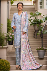 Bin Saeed Stitched 3 Piece Exclusive Printed Khaddar Vol-04 Suit-WK-2395-Green