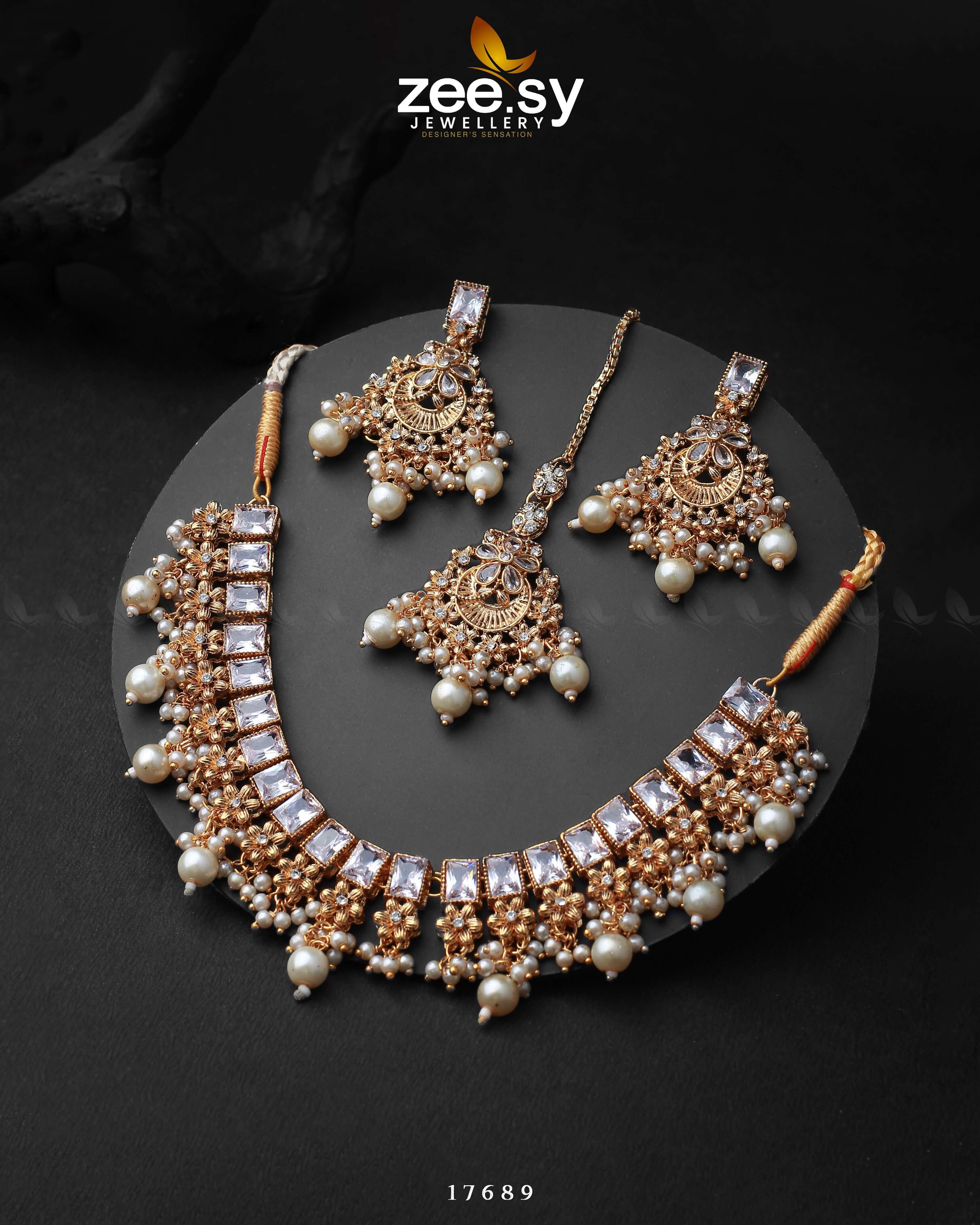 Prism Necklace Golden Pearl - Zeesy Jewellery