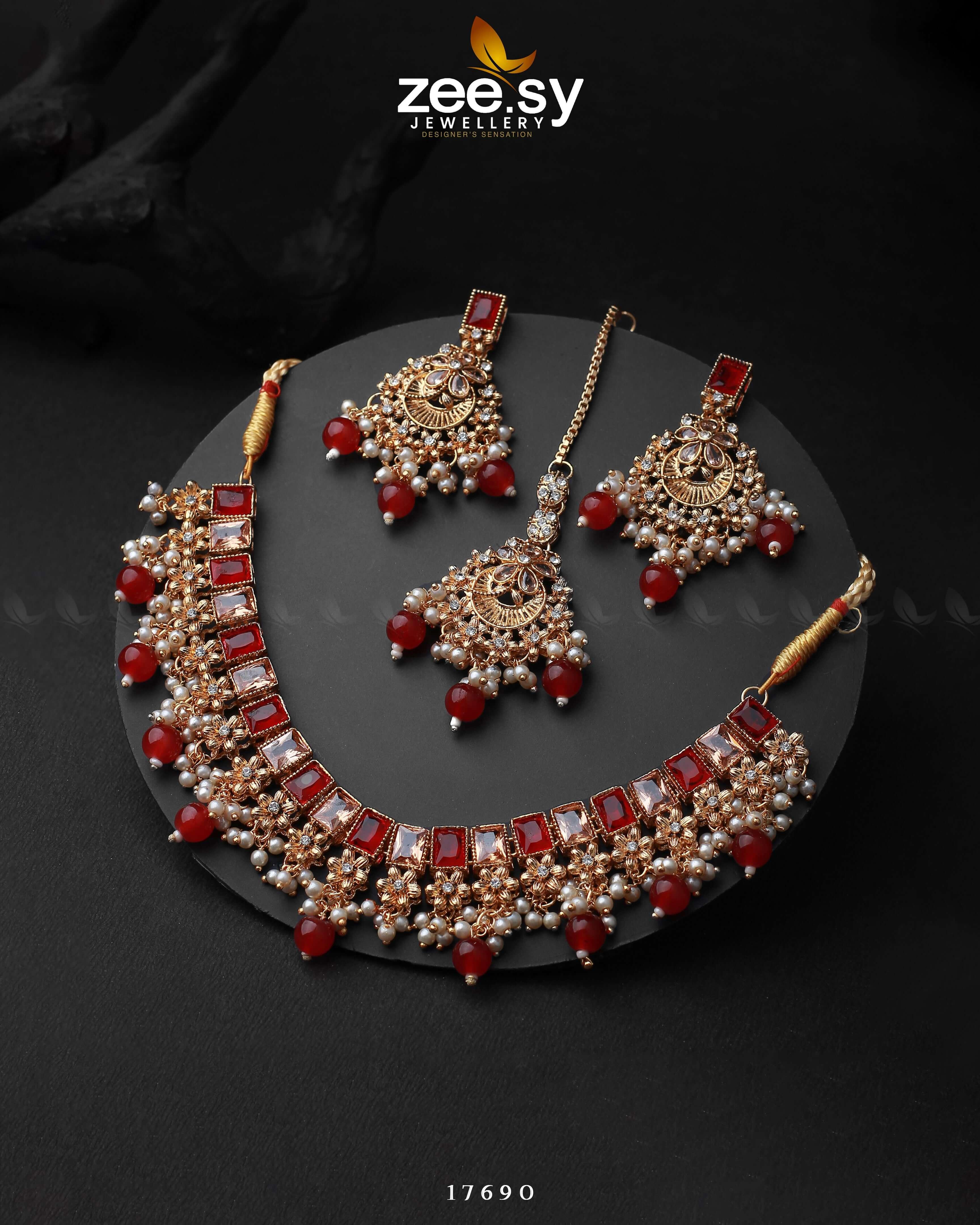 Prism Necklace Golden Red - Zeesy Jewellery