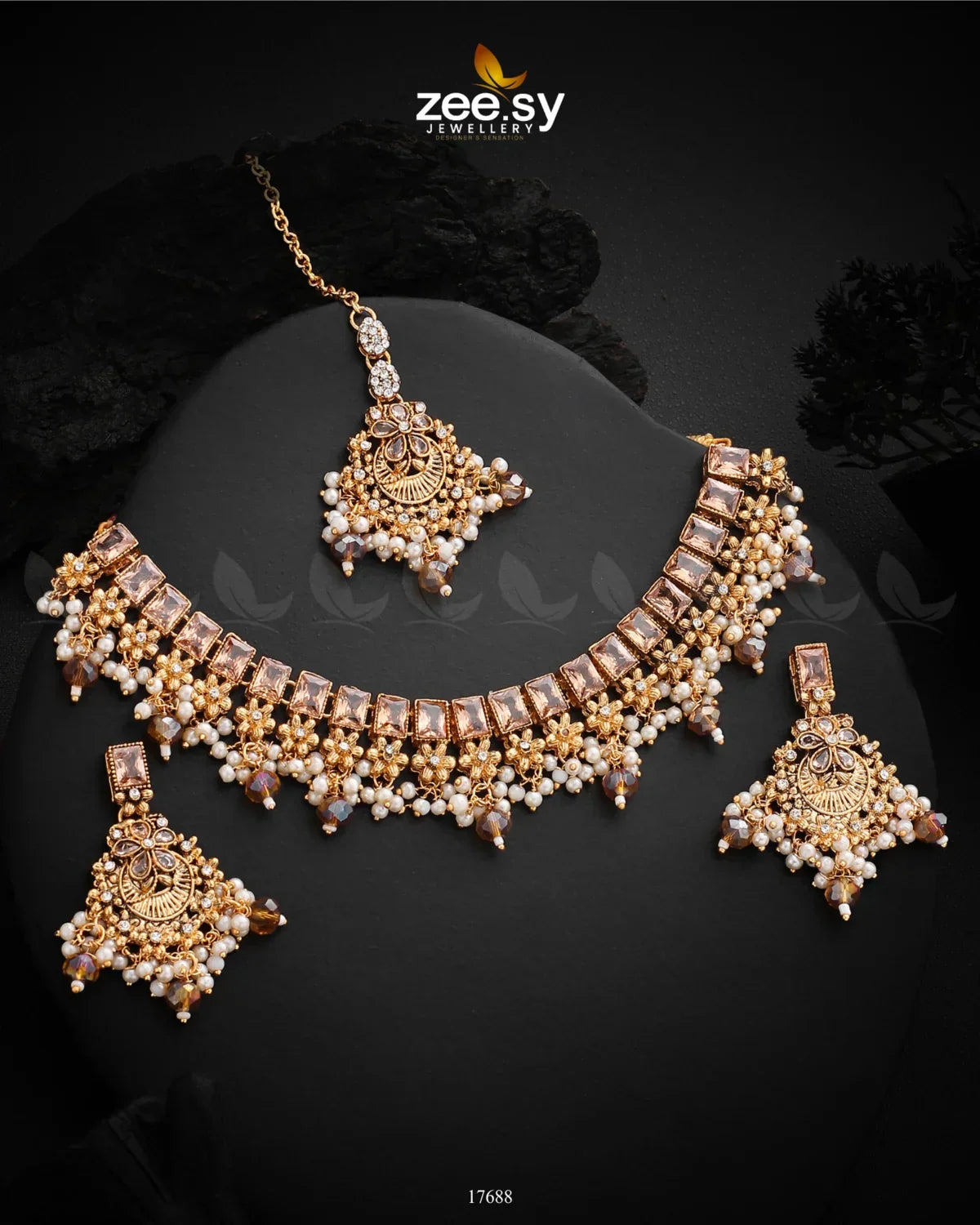 Prism Necklace Golden Champagne - Zeesy Jewellery