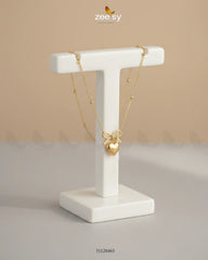 Puffed Heart Ribbon Bow Chain - Zeesy Jewellery
