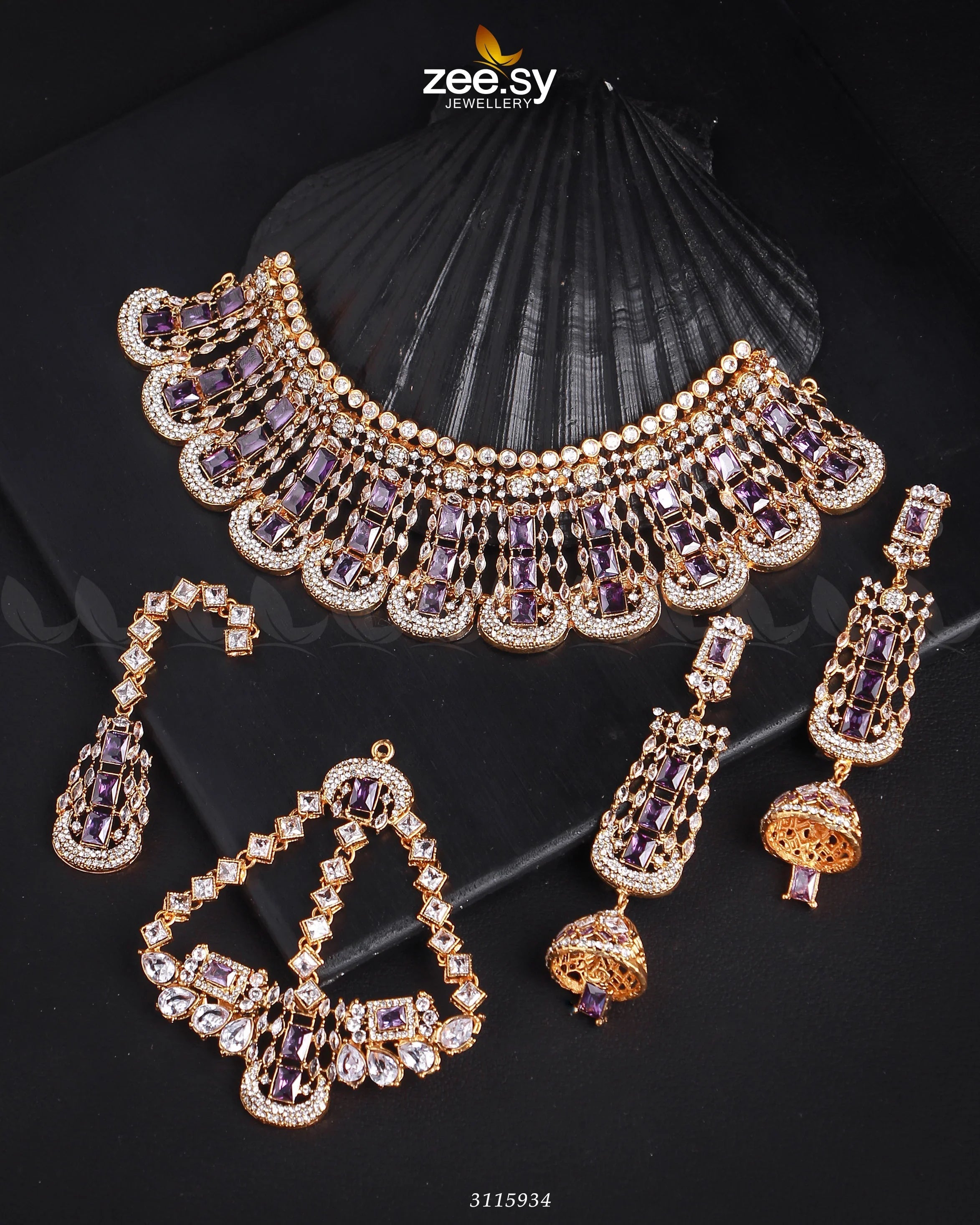 Ariana Bridal Sets Golden Purple - Zeesy Jewellery