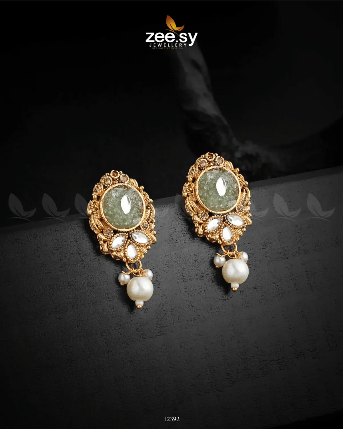 Quartz Earrings Mint Green - Zeesy Jewellery