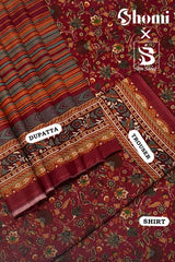Bin Saeed 3 Piece Unstitched Printed Lawn Edition'01 Suit-RDL-10-Maroon